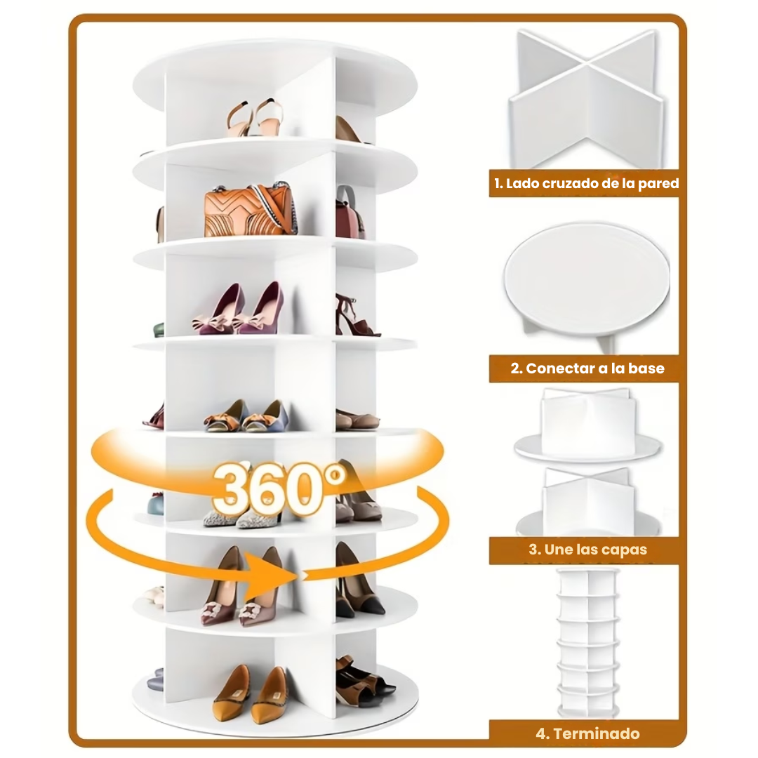 Zapatero Giratorio 360° de 7 Niveles – Ahorra Espacio y Organiza Todo