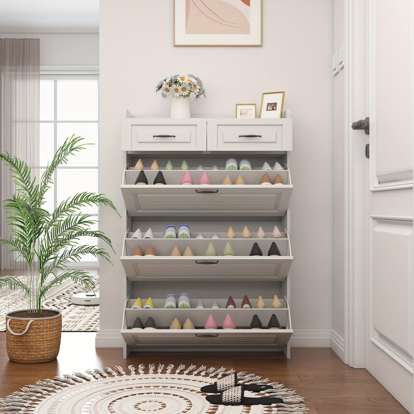 Armário de Sapatos com 3 Portas e 2 Gavetas + Brinde